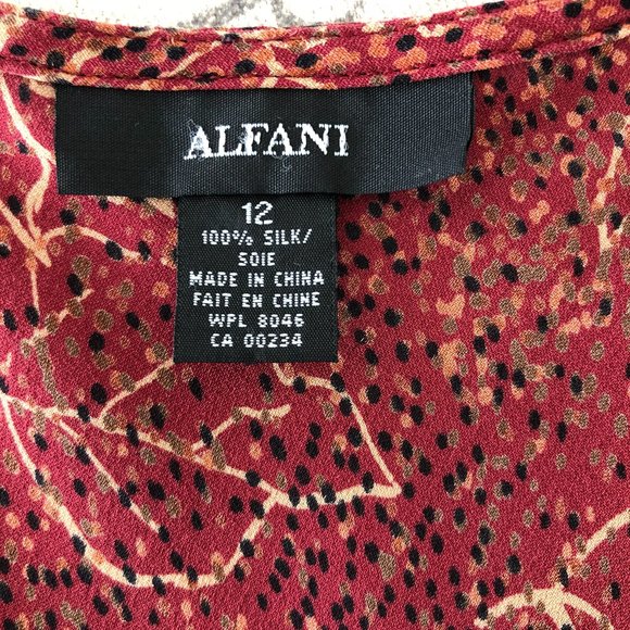 Burgandy Floral Silk Tank Top Size 12 - Picture 4 of 4